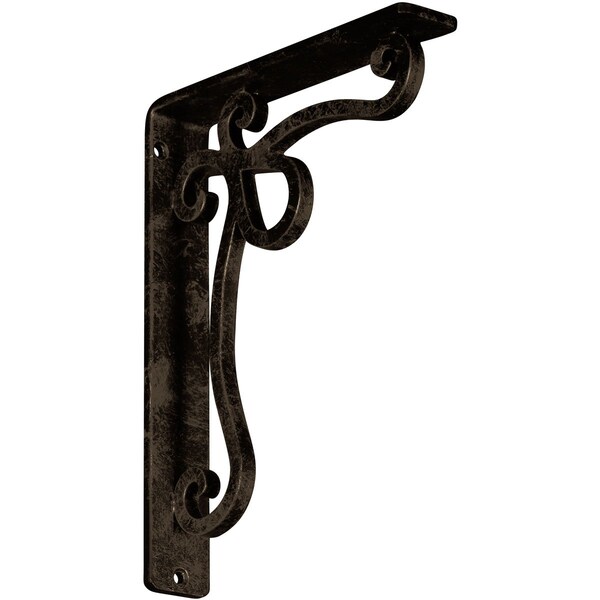 Ekena Millwork Orleans Wrought Iron Bracket, (Single center brace), Antiqued Brass 1 1/2"W x 7 1/2"D x 10"H BKTM01X07X10SOLABS - main